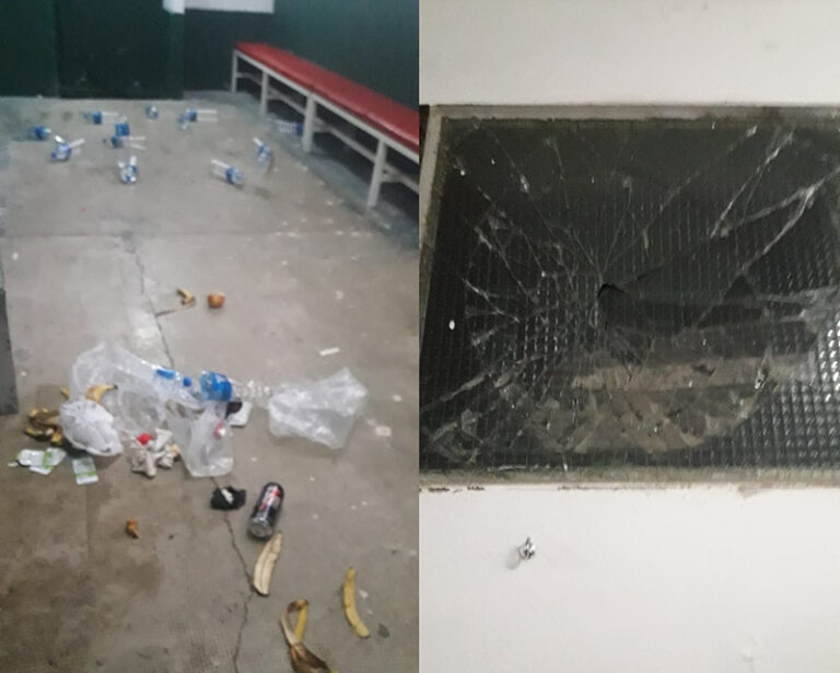 TORNEO FEDERAL «A»: Ferro mostró en imágenes cómo Olimpo de Bahía Blanca dejó los vestuarios: Desorden, mucha basura y vidrios rotos