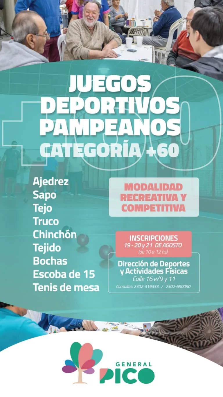 General Pico: Abren la inscripción para los Juegos Deportivos Pampeanos +60